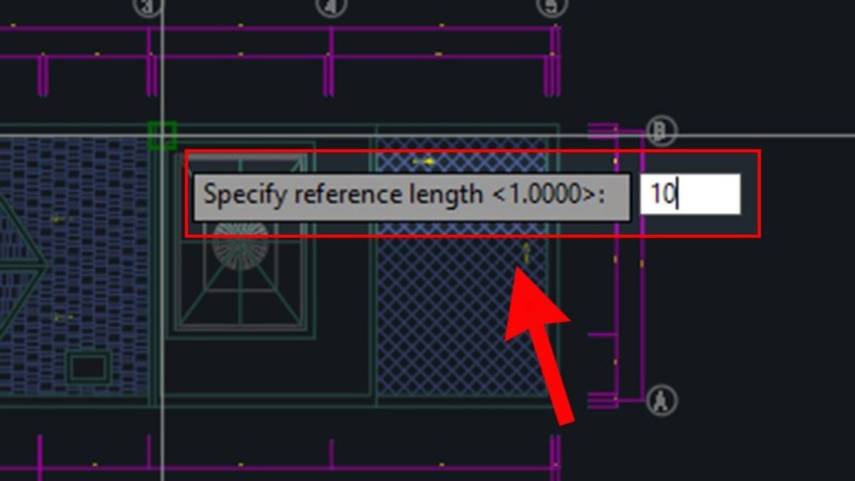 Sử dụng lệnh Scale trong CAD với tham số Reference bước 2