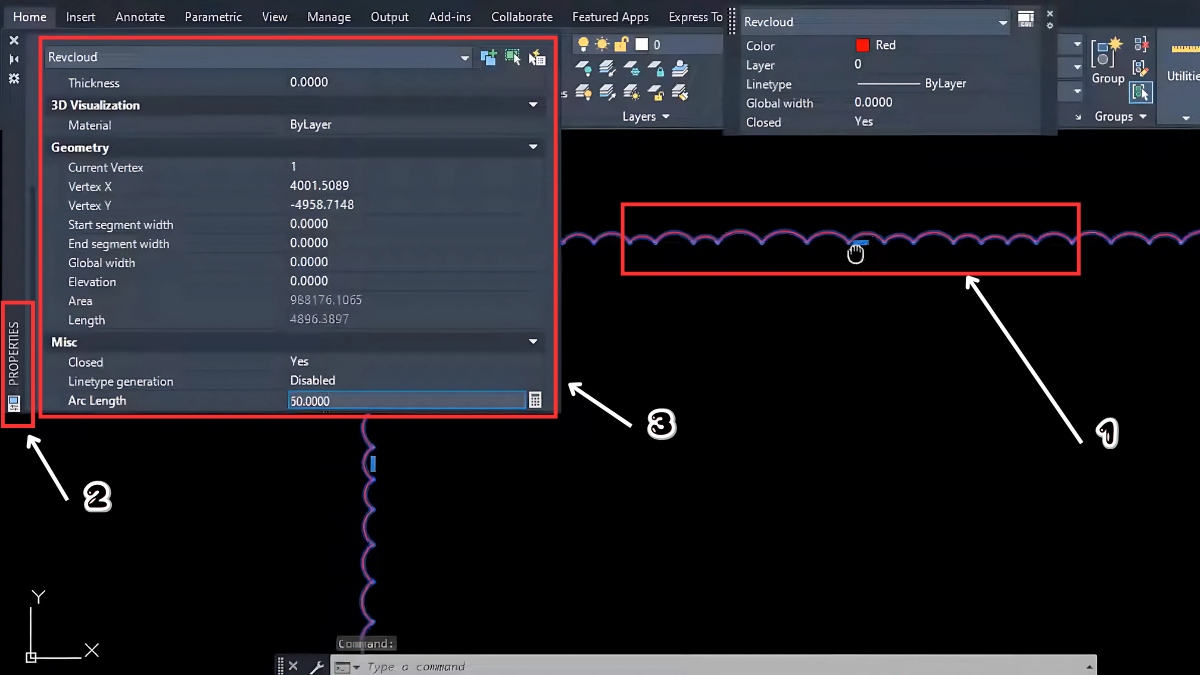 cách thay đổi tỷ lệ của đám mây sửa đổi trong AutoCAD