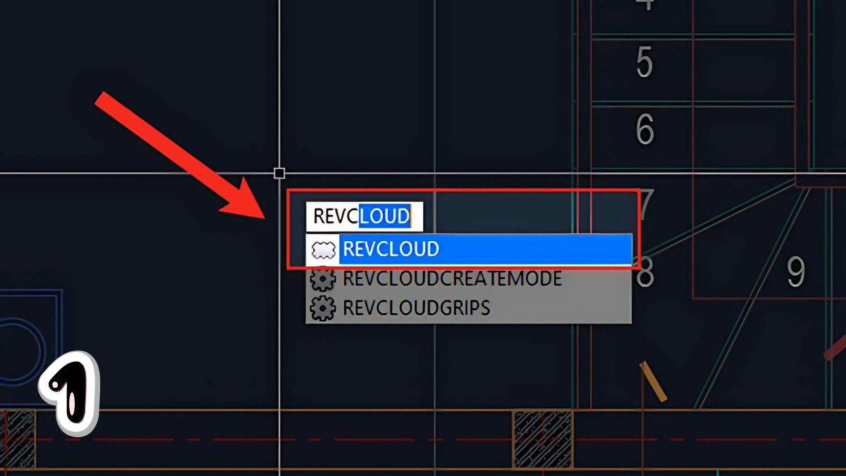 Hướng dẫn cách dùng lệnh vẽ đám mây trong CAD từ 1 reactag bước 1