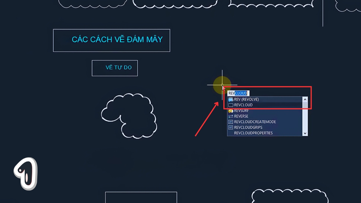 Dùng lệnh REVCLOUD vẽ đám mây trong CAD bước 1