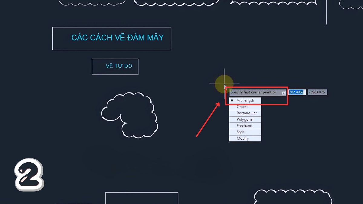 Dùng lệnh REVCLOUD vẽ đám mây trong CAD bước 2