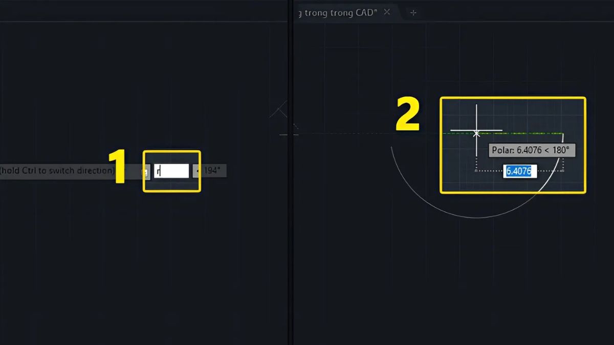 Vẽ cung tròn trong CAD qua điểm đầu, điểm cuối và bán kính - bước 3