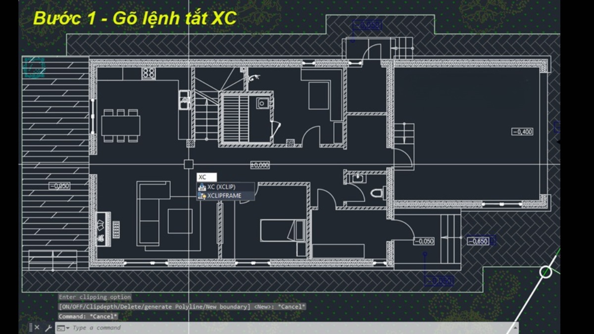 Hướng dẫn cách sử dụng lệnh XCLIP trong CAD - bước 1