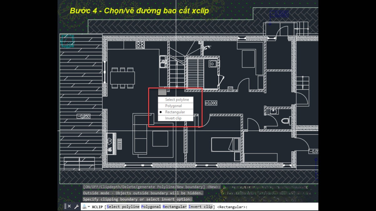 Hướng dẫn cách sử dụng lệnh XCLIP trong CAD - bước 4