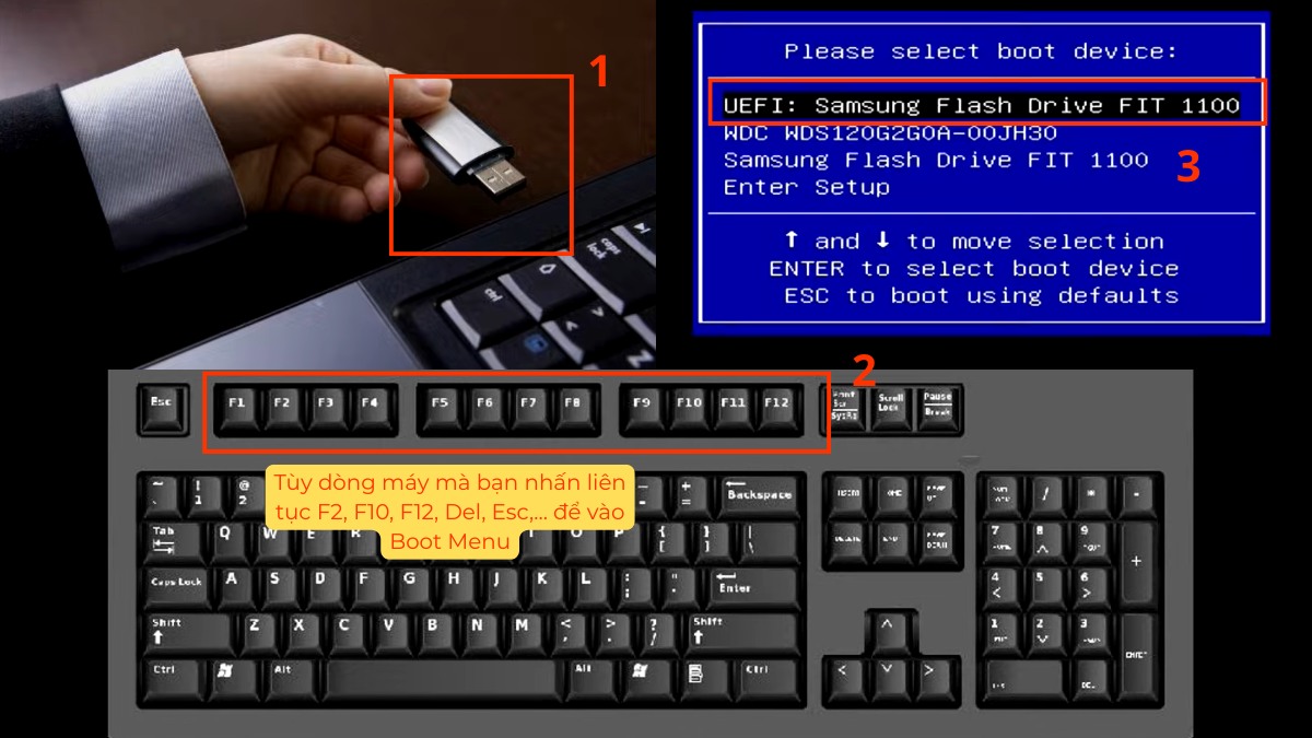 Lỗi khởi động “No bootable device” hoặc “Disk read error” bước 1