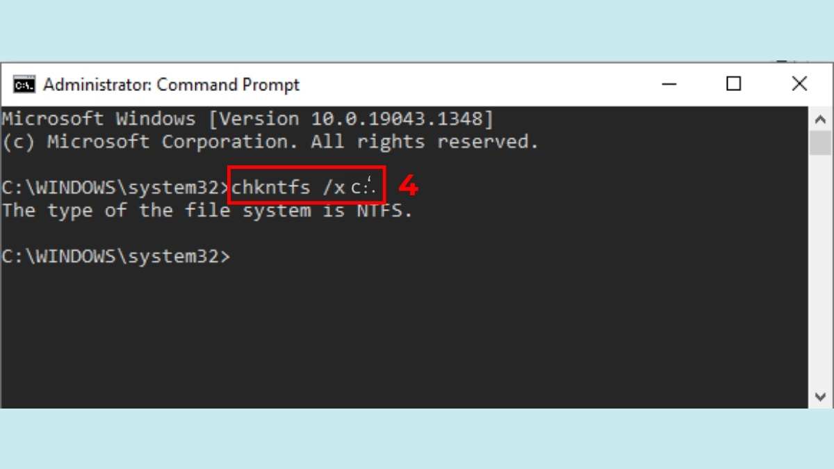 khắc phục lỗi Checking File System on C bằng tính năng command prompt bước 2