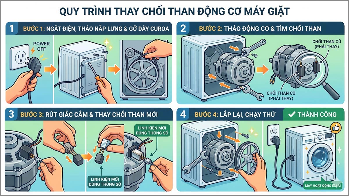 Cách sửa lỗi E51 máy giặt Electrolux - thay bộ phận tiếp điện