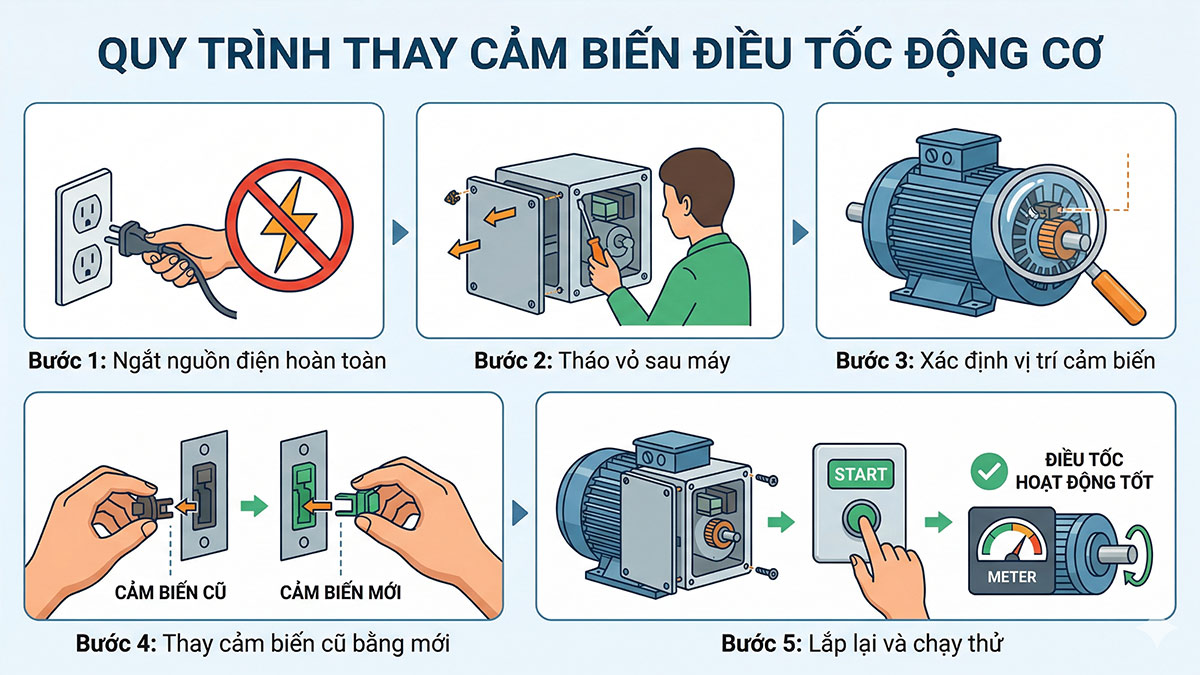 Cách sửa lỗi E51 máy giặt Electrolux - thay cảm biến điều tốc động cơ