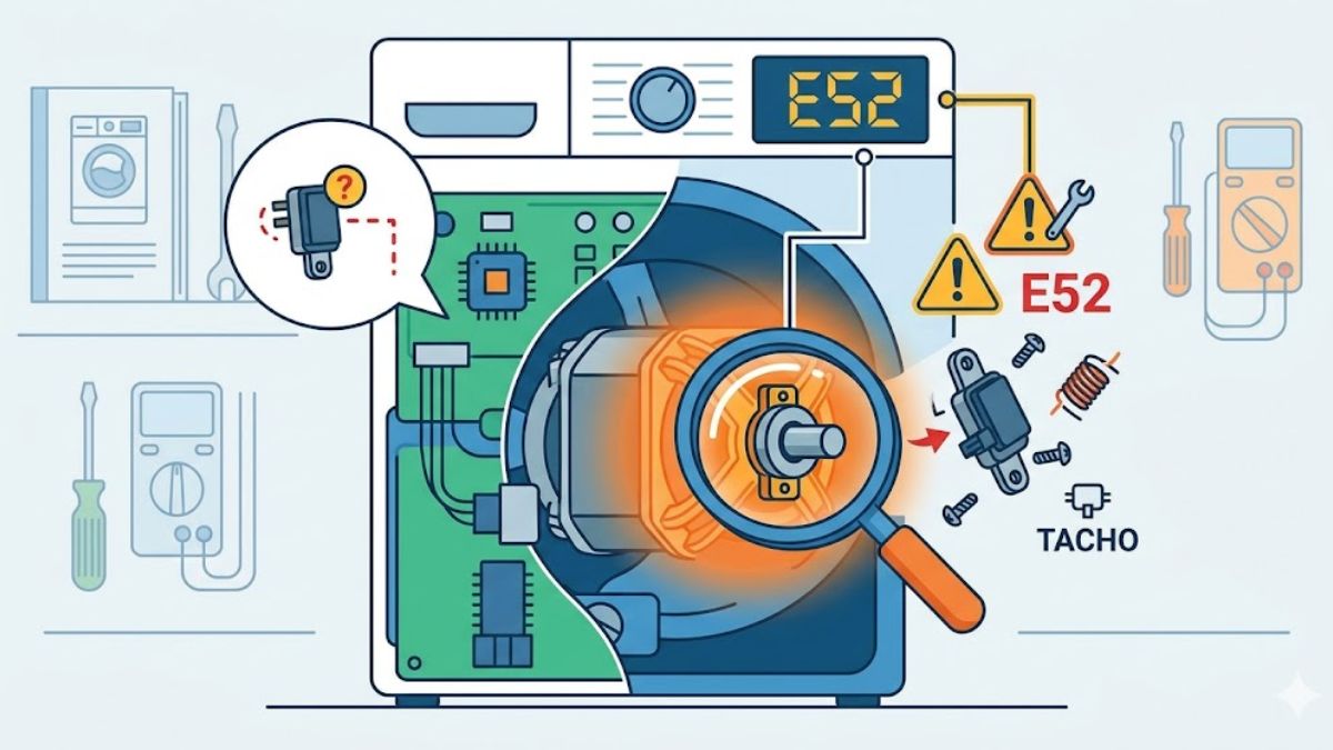 Nguyên nhân gây lỗi E52 máy giặt Electrolux - hỏng cảm biến tốc độ
