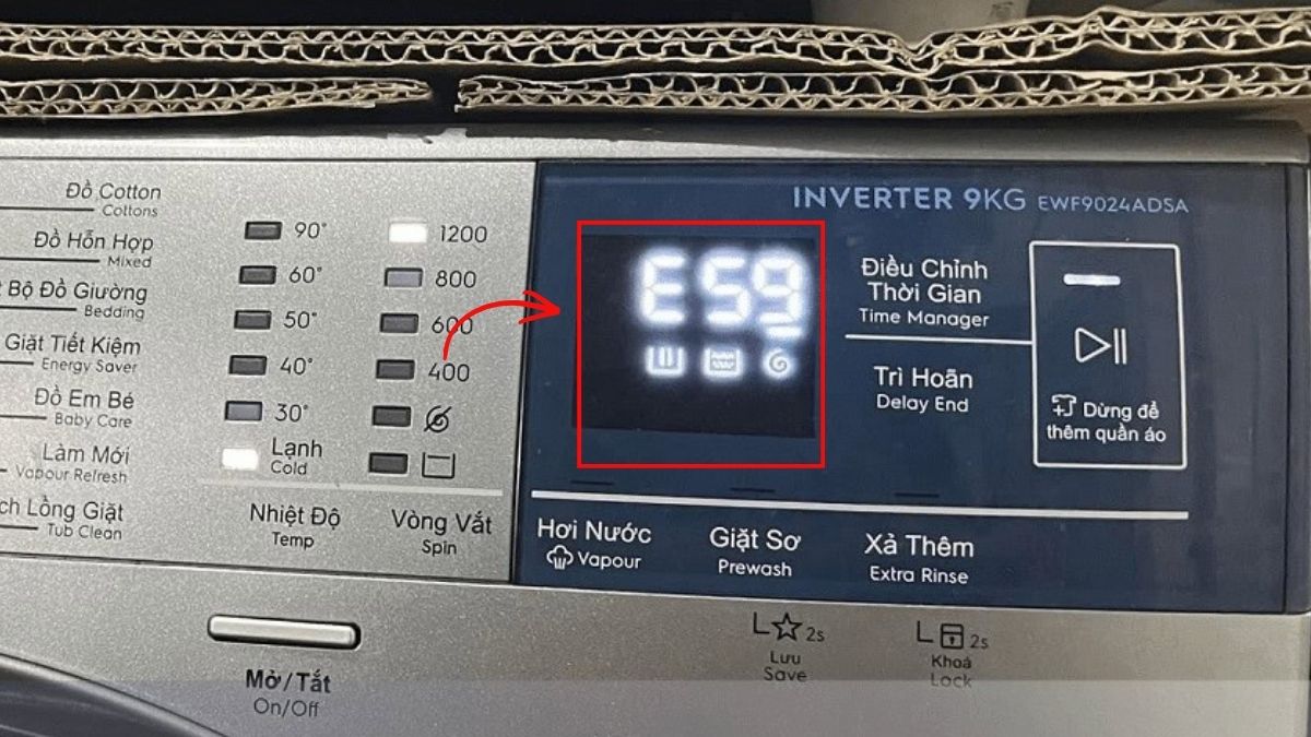 Lỗi E59 trên máy giặt Electrolux là gì?
