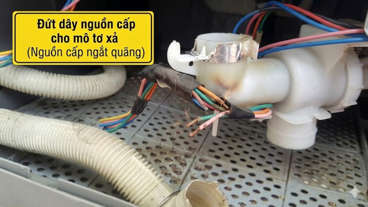 Nguyên nhân gây lỗi E6 máy giặt Toshiba - đứt dây nguồn cấp