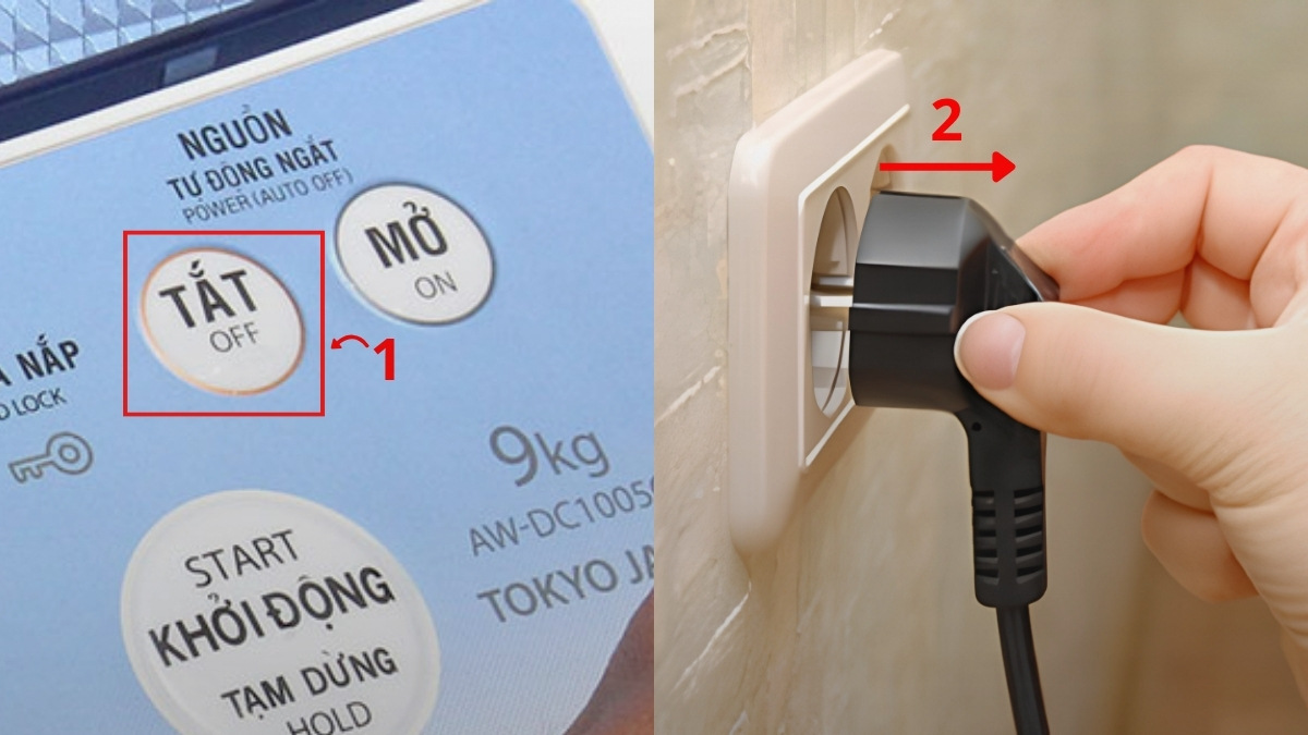 Hướng dẫn kiểm tra lỗi E64 máy giặt Toshiba tại nhà bước 1