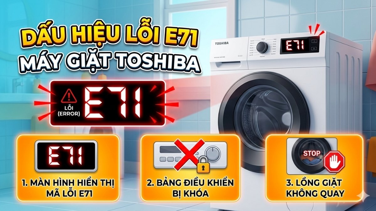 Dấu hiệu nhận biết lỗi E71 máy giặt Toshiba