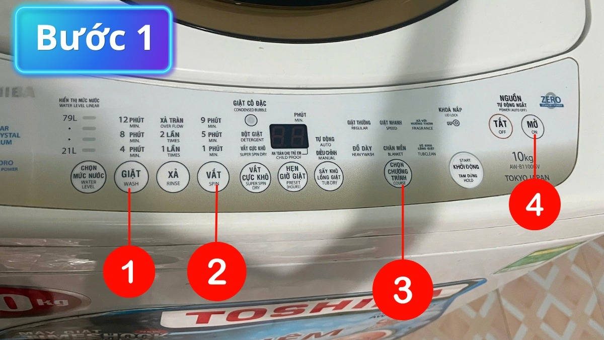 sửa lỗi E71 máy giặt Toshiba bằng cách reset máy - cách 2