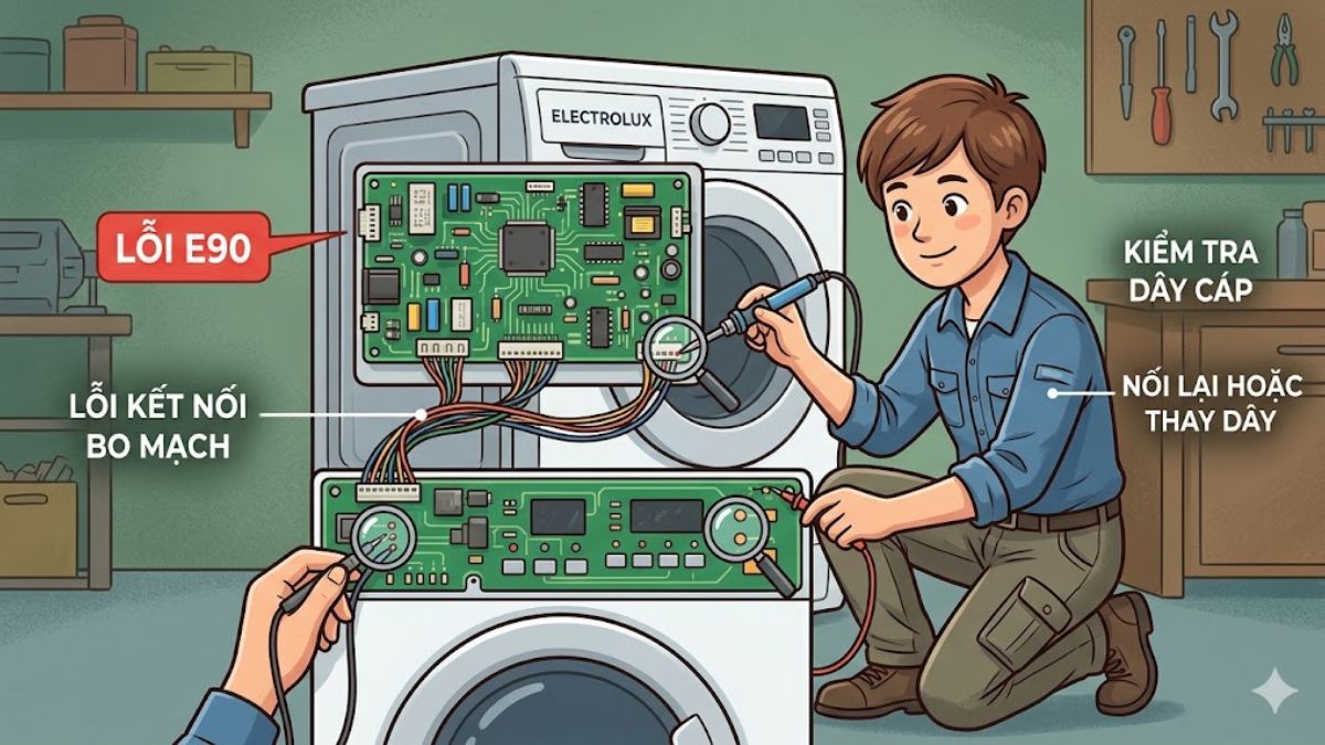 cách khắc phục mã lỗi máy giặt Electrolux E90 khi lỗi kết nối bước 2