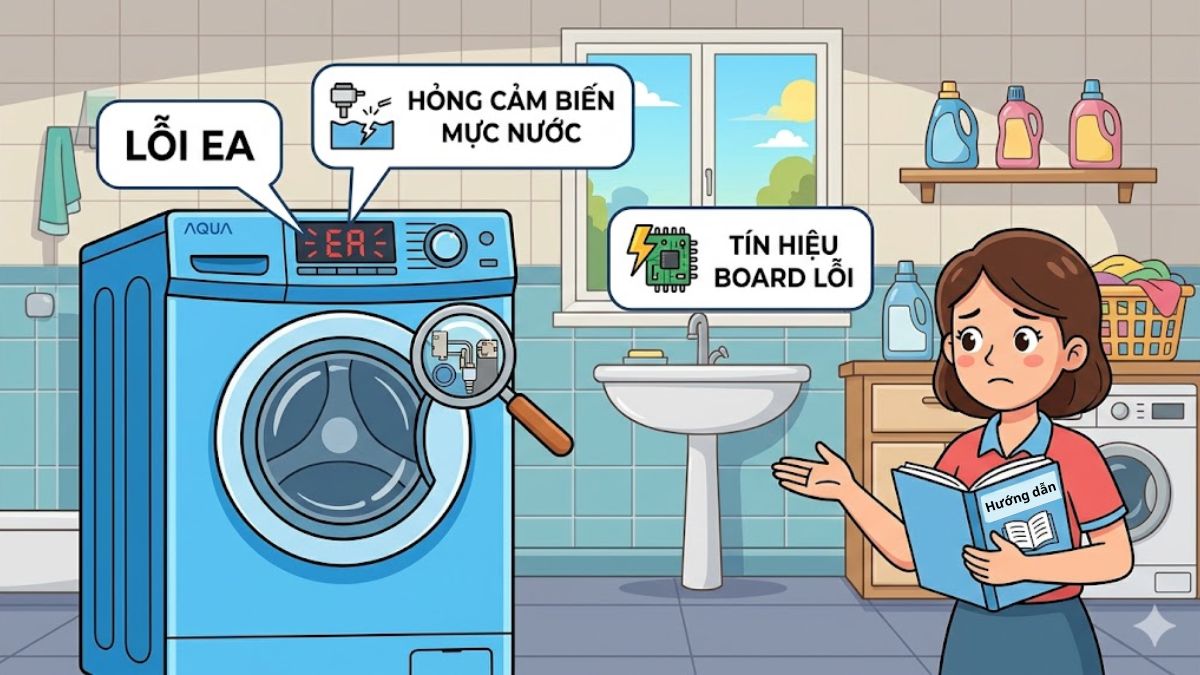Lỗi EA máy giặt Aqua là gì?