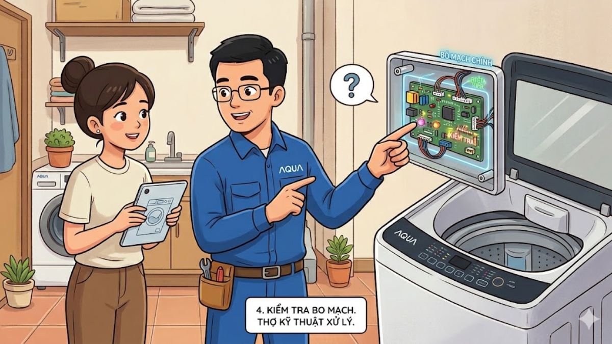Cách kiểm tra lỗi EA máy giặt Aqua tại nhà bước 4