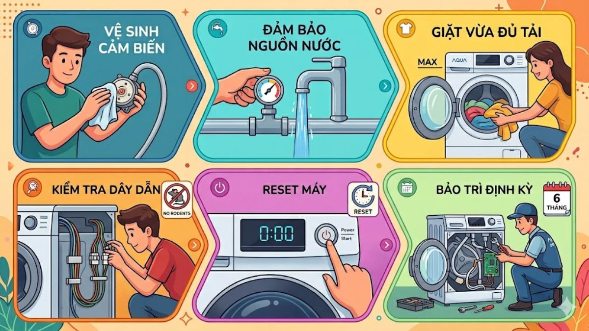 Cách phòng tránh lỗi EA máy giặt Aqua