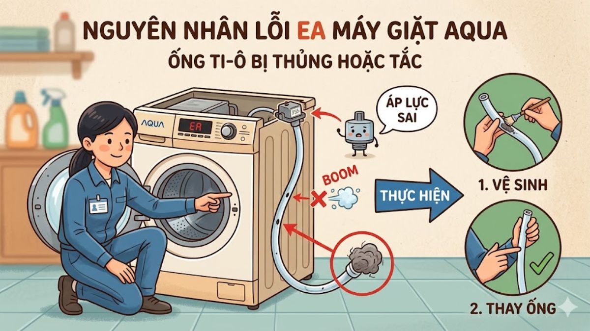Nguyên nhân gây lỗi EA máy giặt Aqua khác