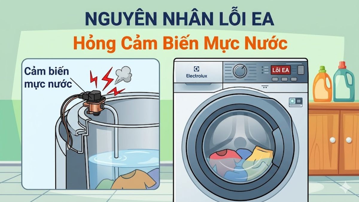 Nguyên nhân gây ra lỗi EA máy giặt Electrolux - hỏng cảm biến mực nước