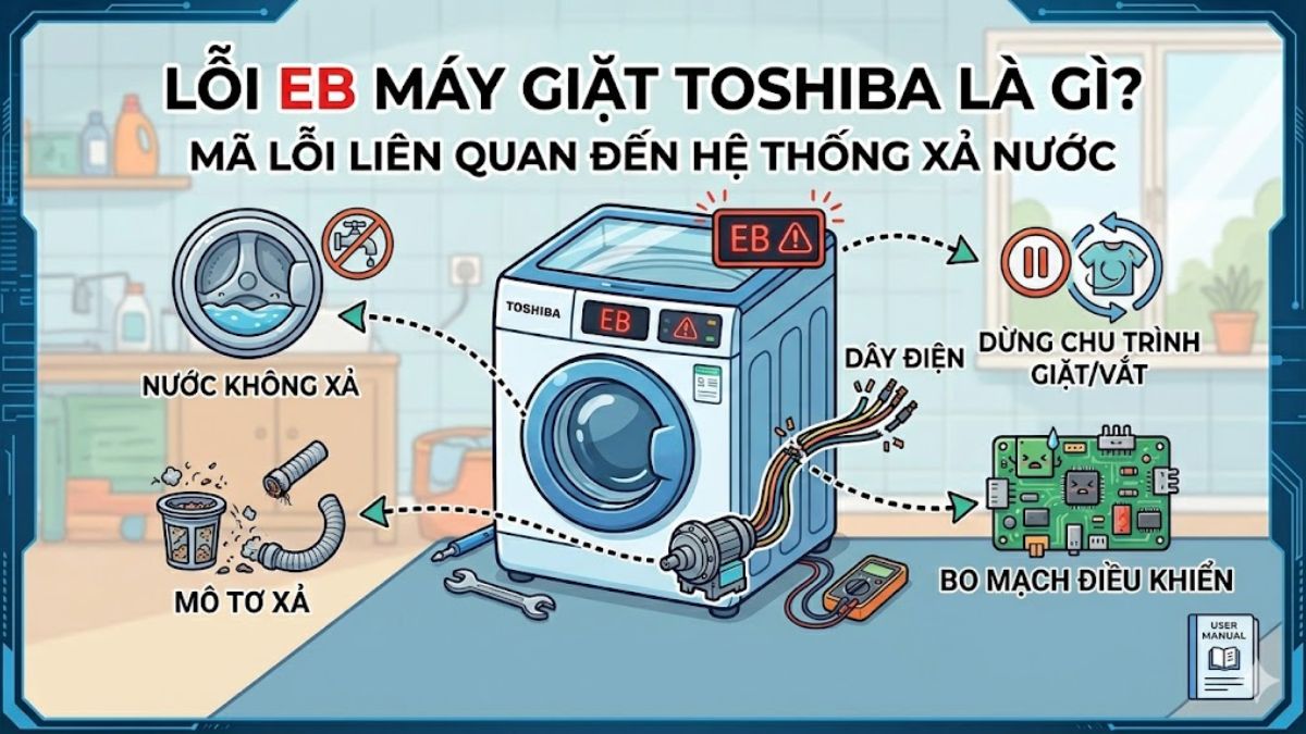 Lỗi EB máy giặt Toshiba là gì?