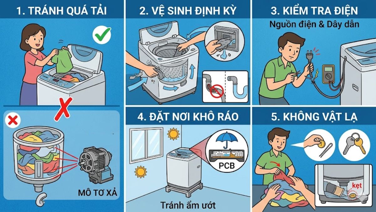 Mẹo sử dụng giúp tránh lỗi EB máy giặt Toshiba