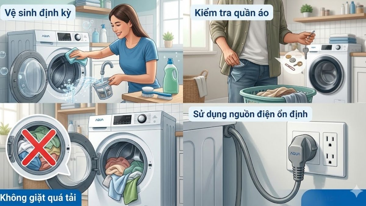 Cách phòng tránh lỗi ED trên máy giặt Aqua
