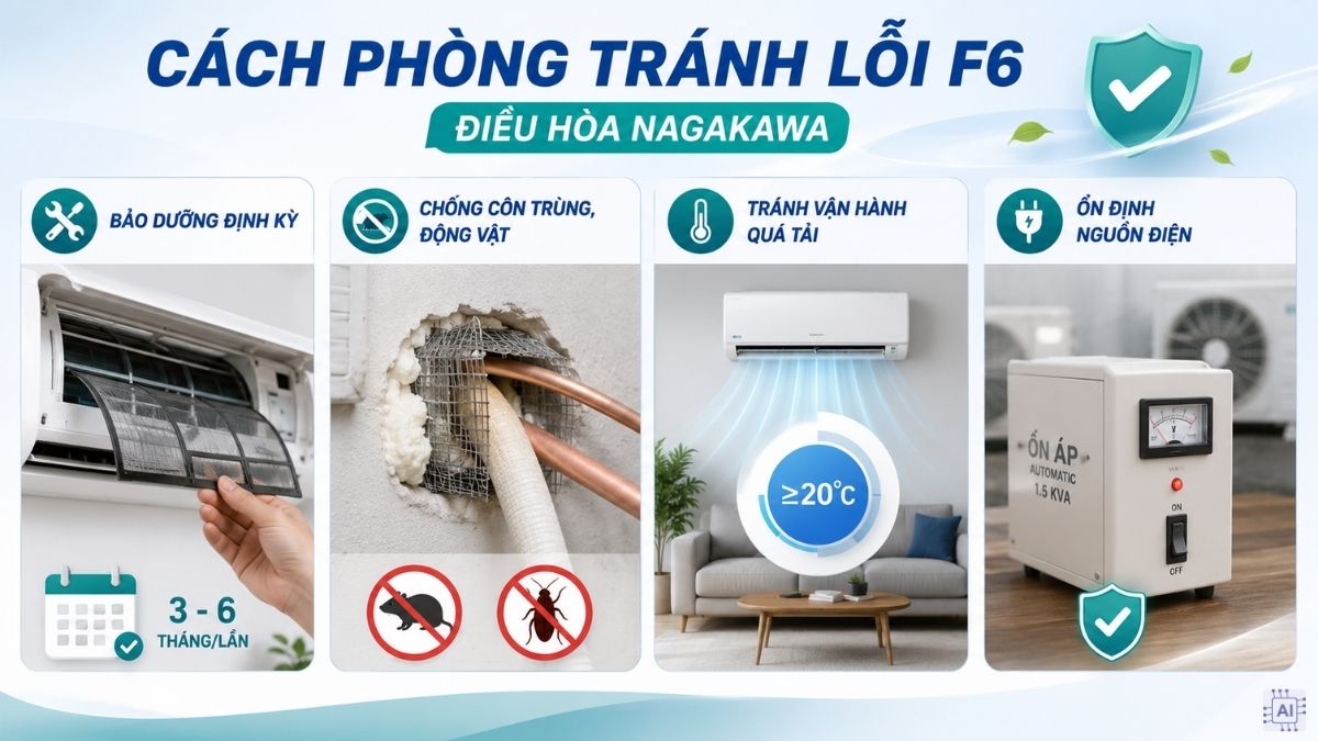 Cách phòng tránh lỗi F6 điều hòa Nagakawa tái diễn