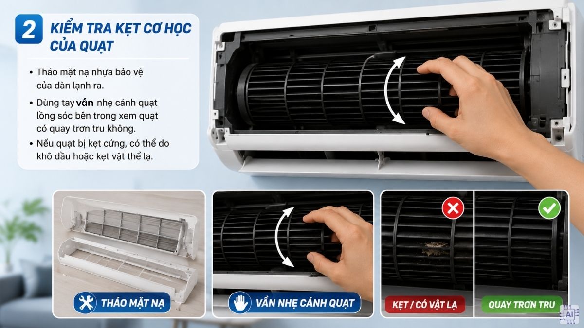 Hướng dẫn kiểm tra lỗi F6 điều hòa Nagakawa bước 2