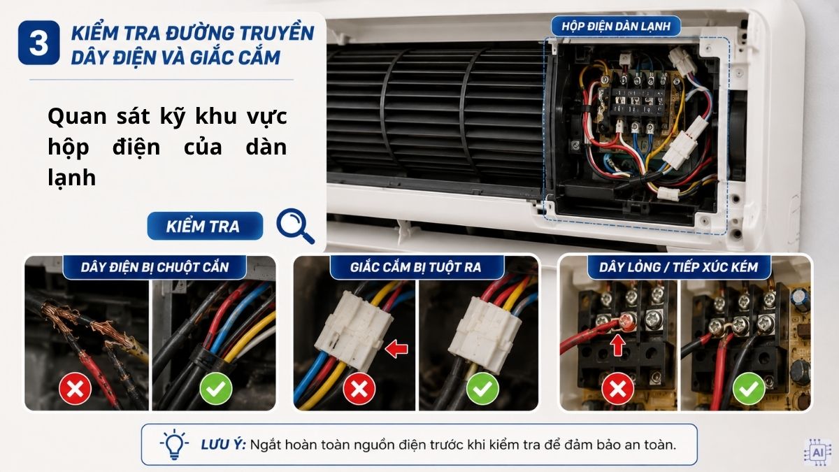 Hướng dẫn kiểm tra lỗi F6 điều hòa Nagakawa bước 3