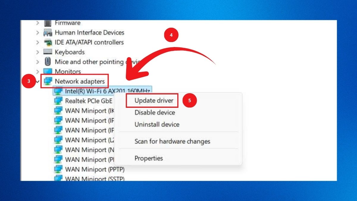 sửa lỗi No Internet Secured bằng cập nhật driver bước 2