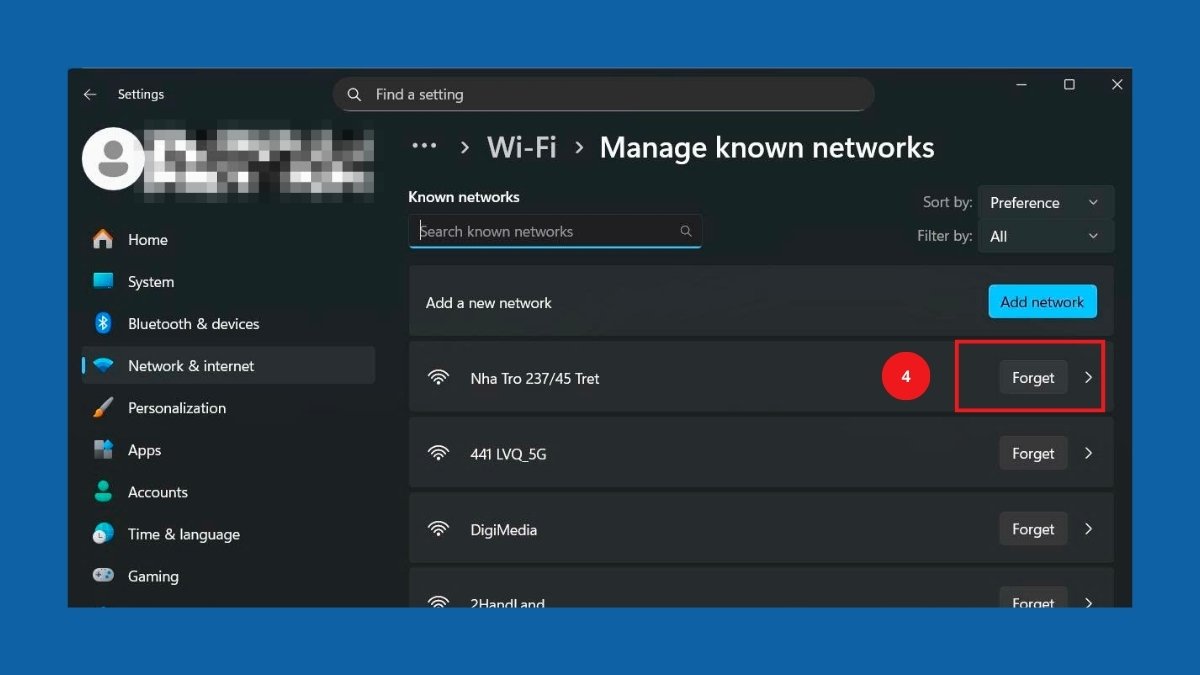 sửa lỗi No Internet Secured bằng quên mạng wifi bước 3