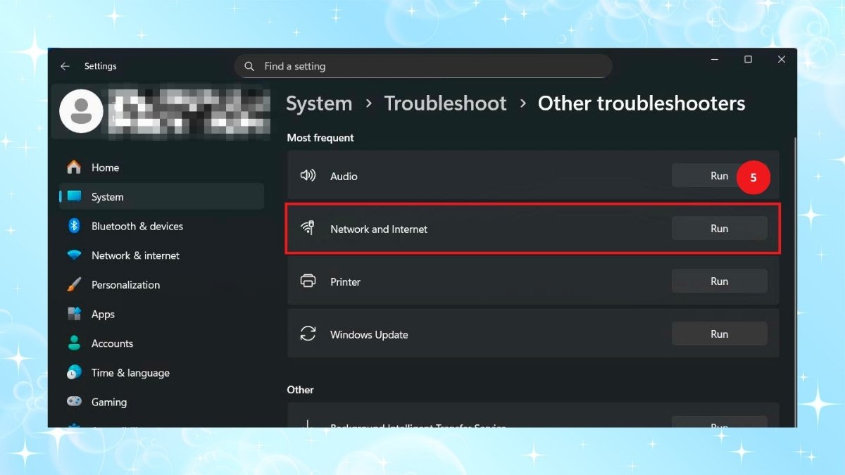 sửa lỗi No Internet Secured bằng chạy Networking Troubleshooter bước 2 tiếp theo