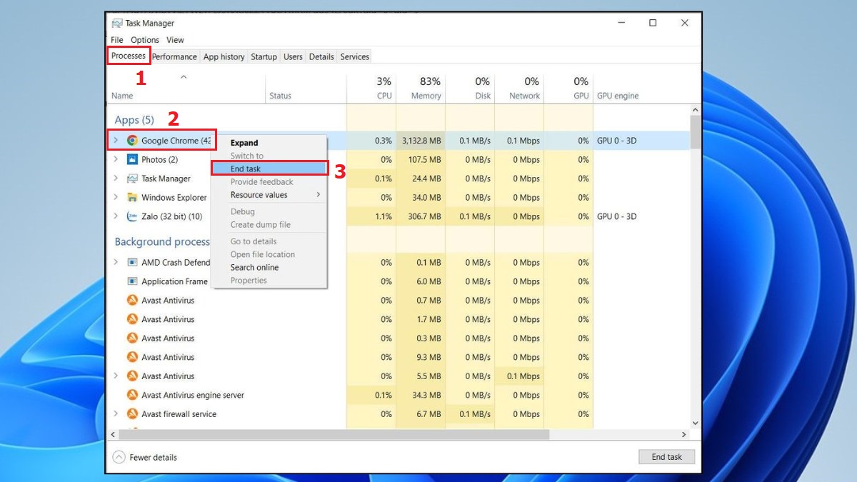 Tắt ứng dụng chạy ngầm