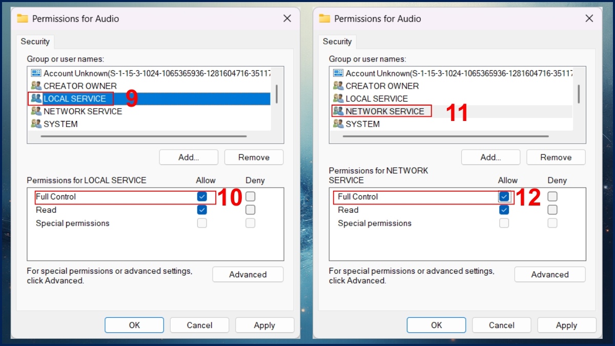 Cách khắc phục lỗi Speakers Not Plugged In Win 10 bằng thêm network service bước 5