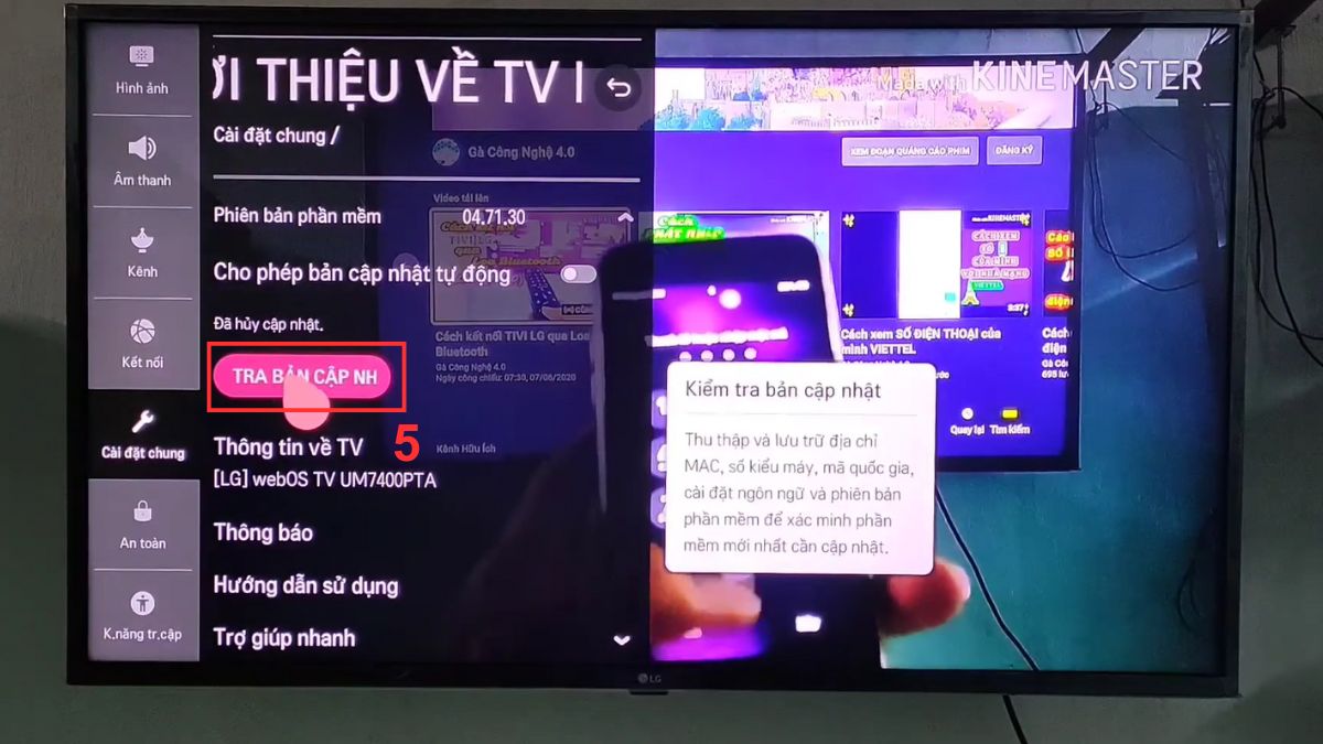 khắc phục lỗi tìm kiếm bằng giọng nói trên tivi LG bằng cập nhật phần mềm tivi bước 3