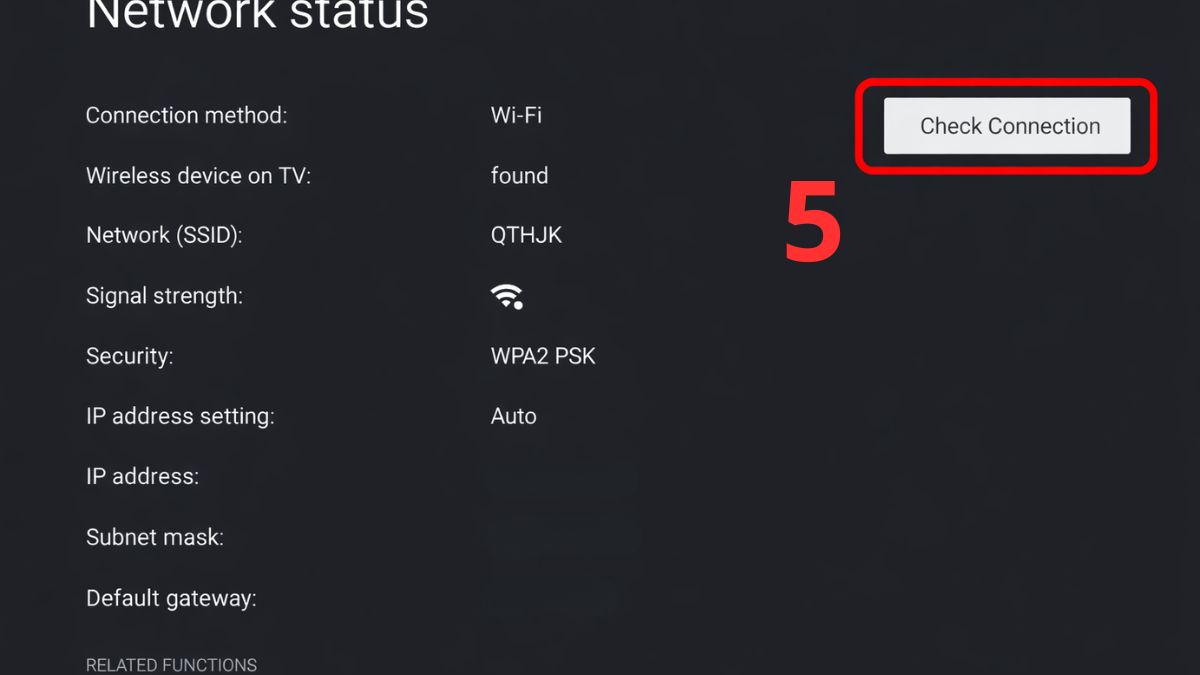 khắc phục lỗi tìm kiếm bằng giọng nói trên tivi Sony bằng kết nối mạng bước 3