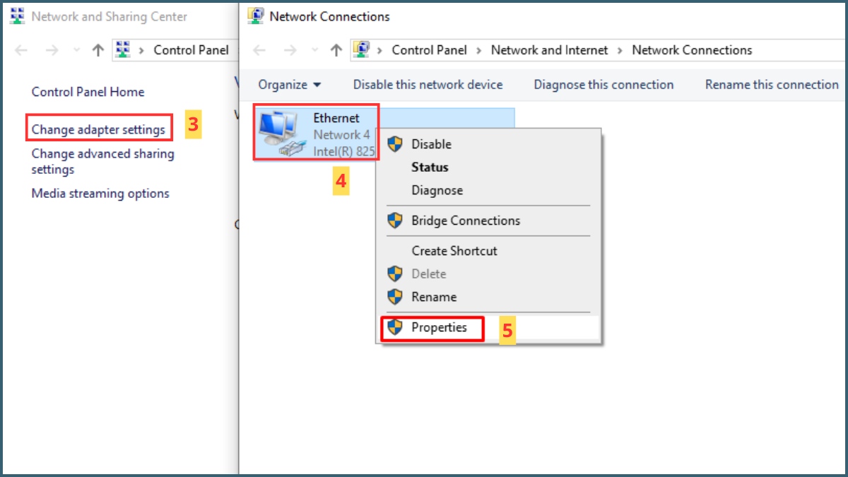 sửa lỗi Unidentified Network bằng cấp địa chỉ IP tự động bước 2