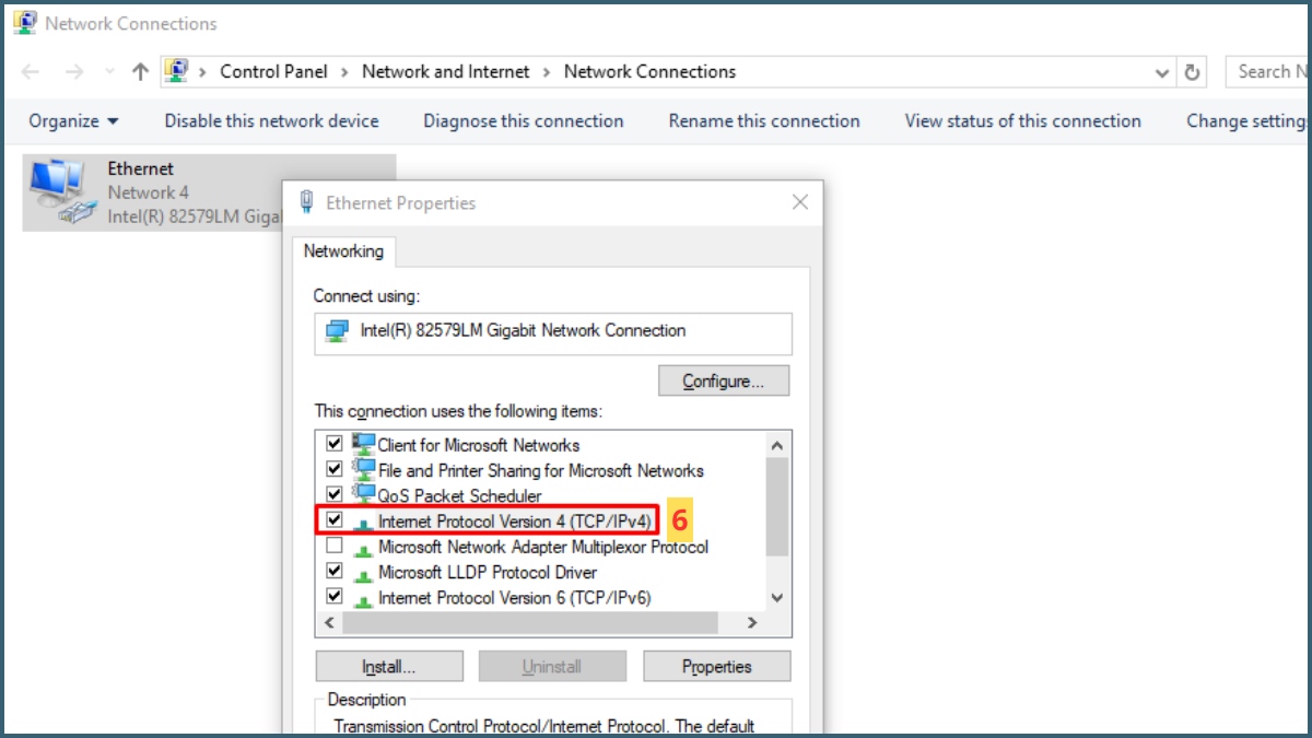 sửa lỗi Unidentified Network bằng cấp địa chỉ IP tự động bước 3