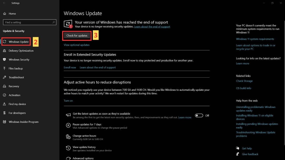 Cập nhật Windows mới nhất bước 2