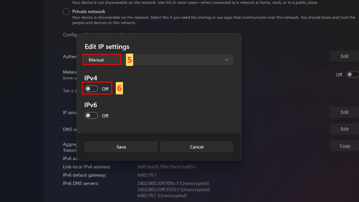 sửa lỗi Unidentified Network bằng cài đặt địa chĩ IP tĩnh bước 4