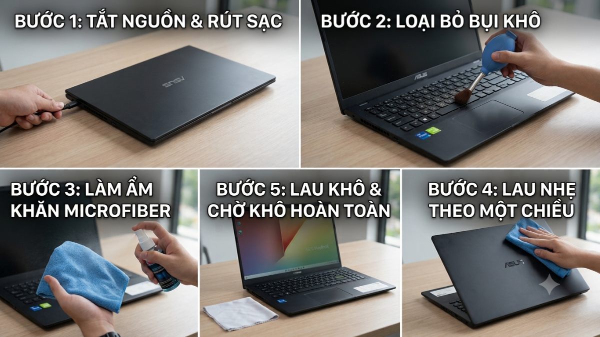Cách vệ sinh laptop ASUS đen nhám tránh trầy xước