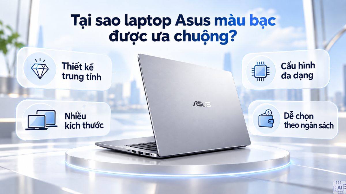 Tại sao laptop Asus màu bạc được ưa chuộng?