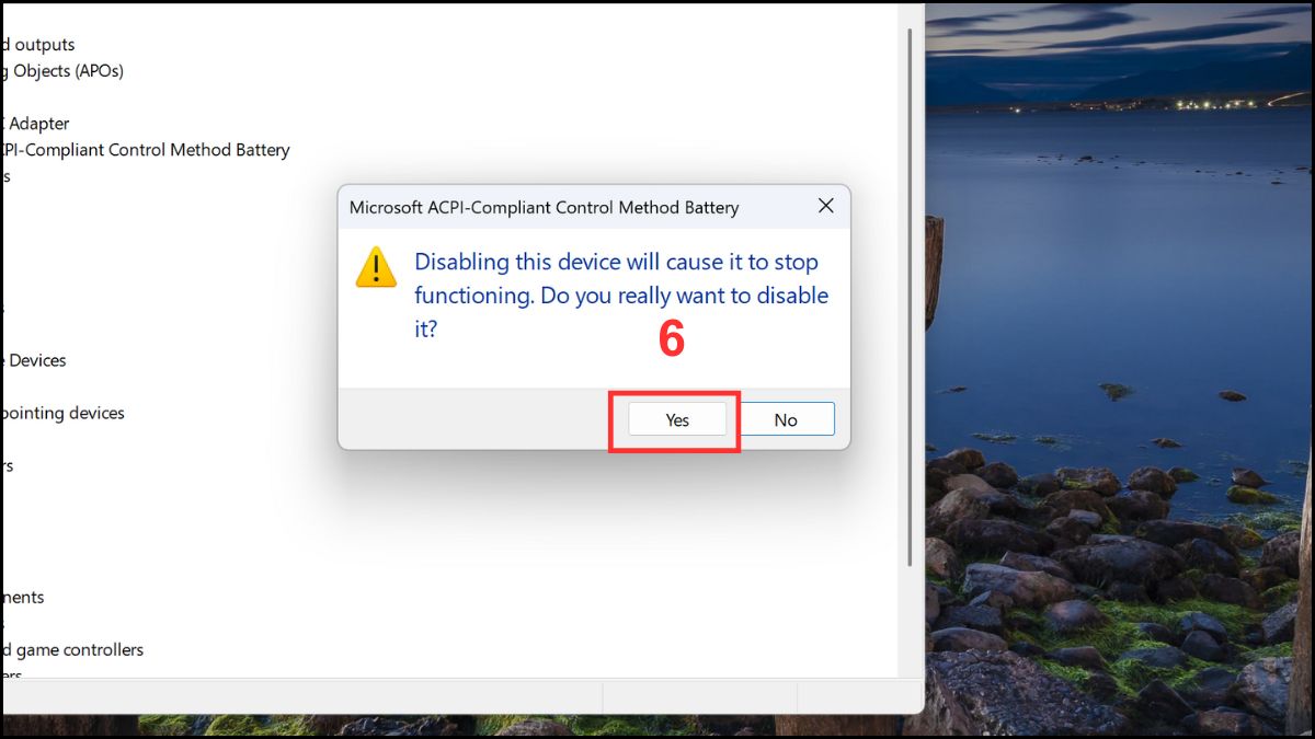 Tắt rồi bật lại Battery Driver bước 2 tiếp theo