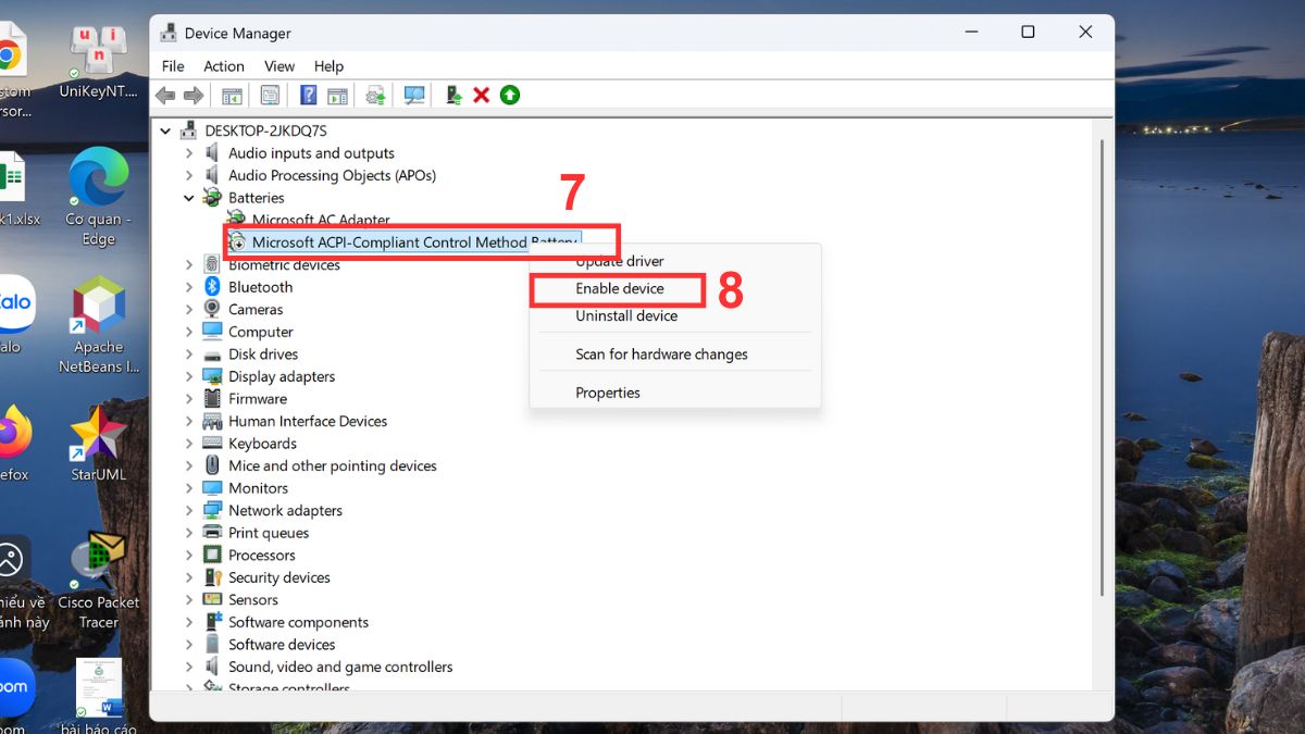 Tắt rồi bật lại Battery Driver bước 3
