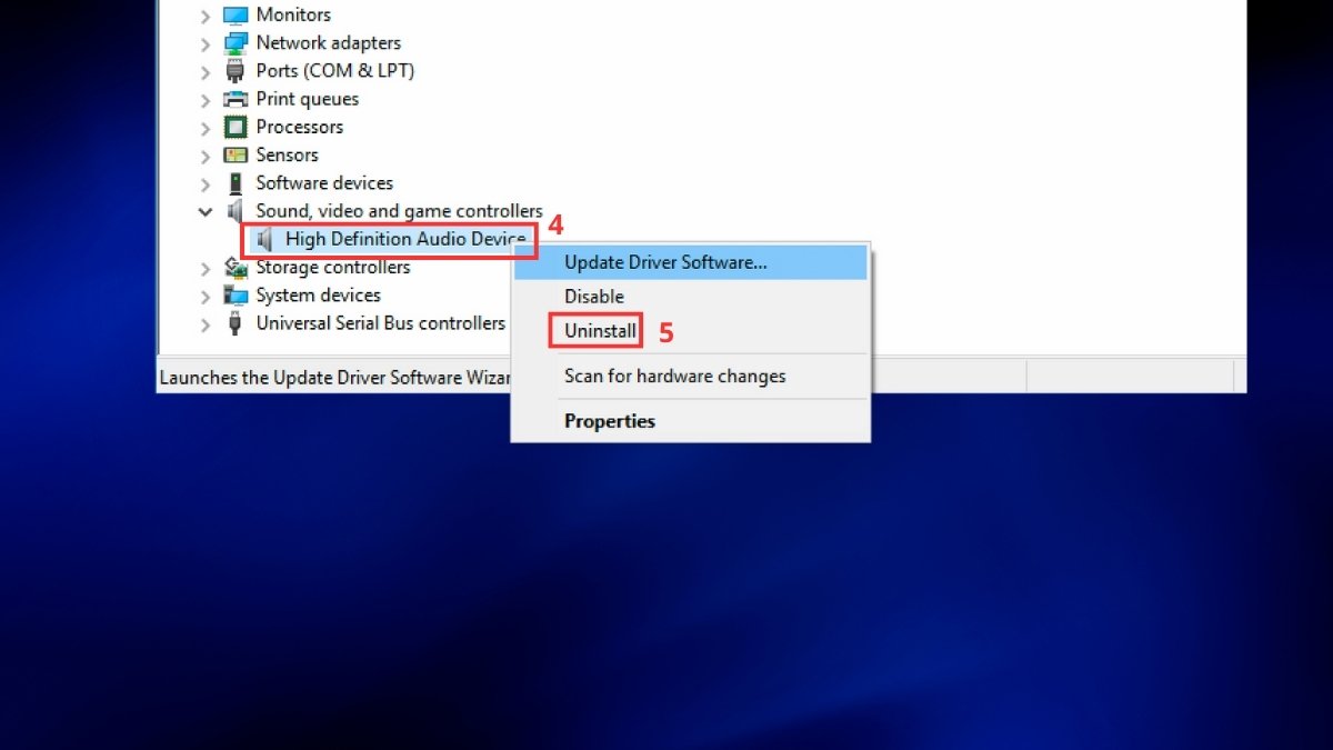 khắc phục lỗi laptop Dell bị mất tiếng bằng gỡ sound driver bước 3