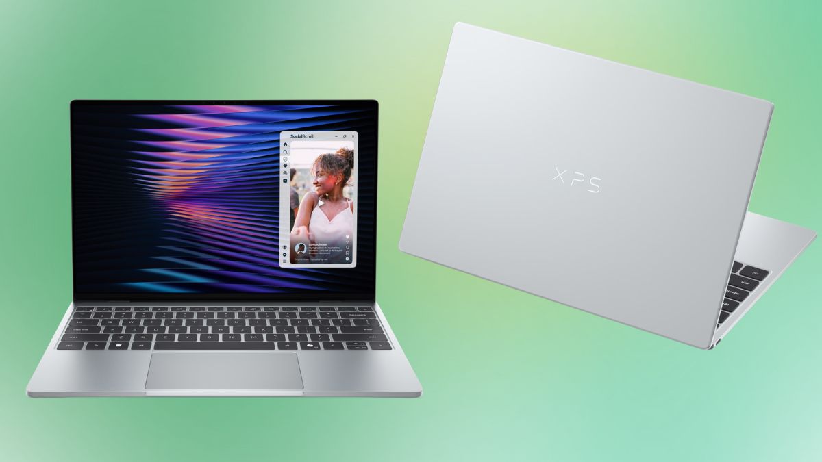 Laptop Dell màu bạc cho sáng tạo nội dung