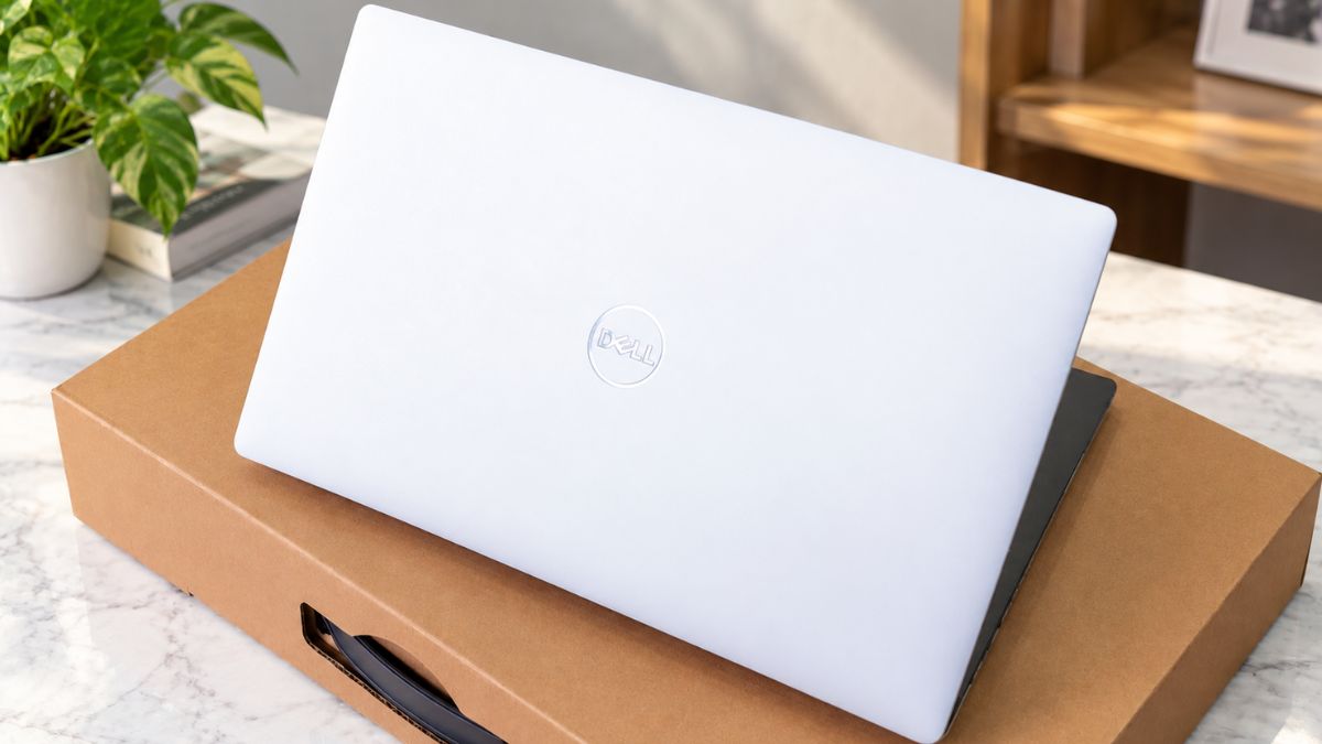Laptop Dell màu trắng cho sinh viên