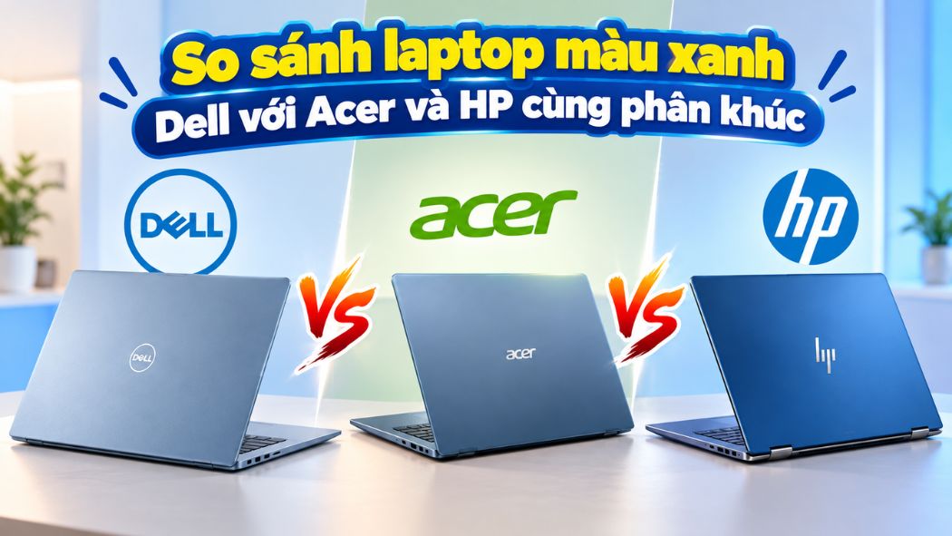 So sánh laptop Dell màu xanh với Acer và HP cùng phân khúc