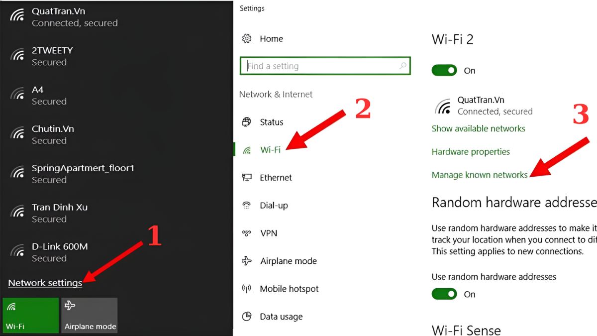 laptop không kết nối được wifi bằng cách xóa mạng